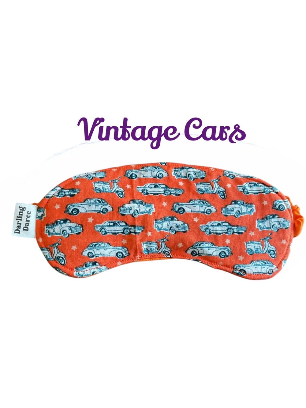 Orange Vintage Cars Print Kids Sleep Mask